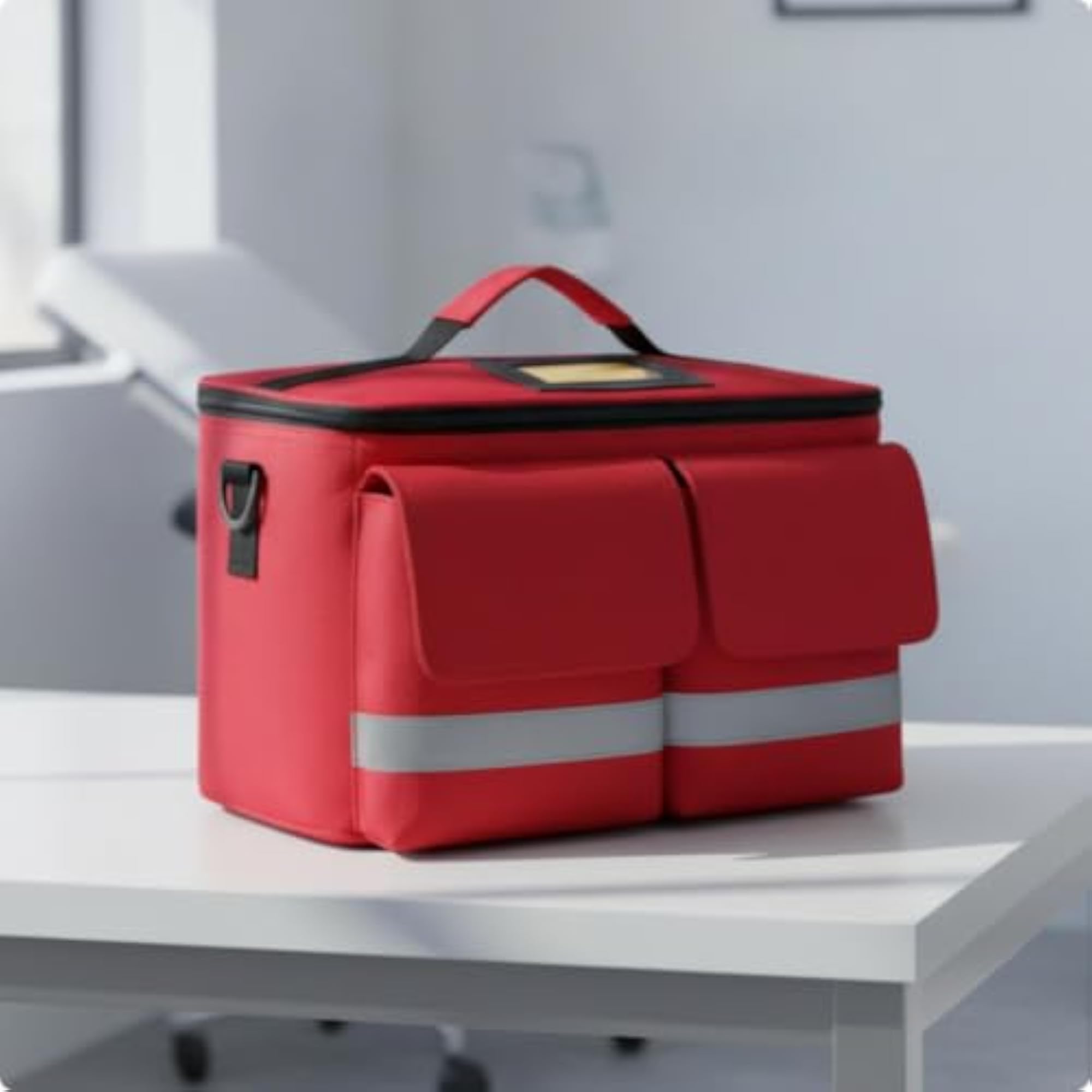 Zippered Storage Bag with Flap Pockets